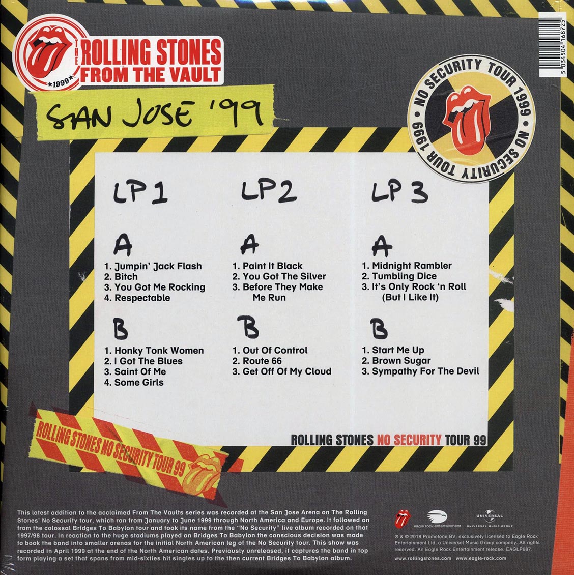 The Rolling Stones - From The Vault: No Security, San Jose '99 (ltd. ed.) (3xLP) (180g) (colored vinyl) vinyl LP back cover