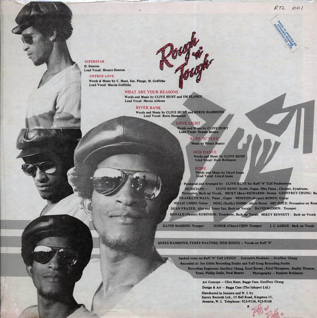 Dennis Brown, Dave Robinson, Beres Hammond, Lloyd Jones, Etc. - Clive Hunt Ruff N Tuff (Jamaica press) (orig. press) vinyl LP back cover