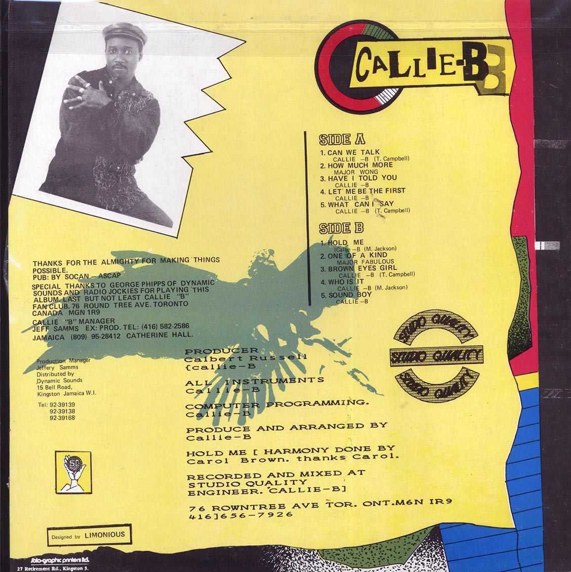 Callie B - Callie B (Jamaica press) (orig. press) vinyl LP back cover