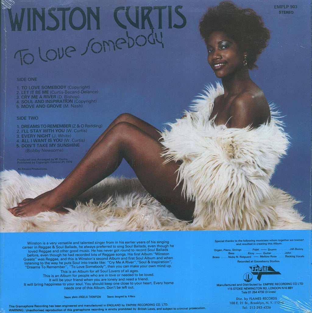 Winston Curtis - To Love Somebody (orig. press) vinyl LP back cover