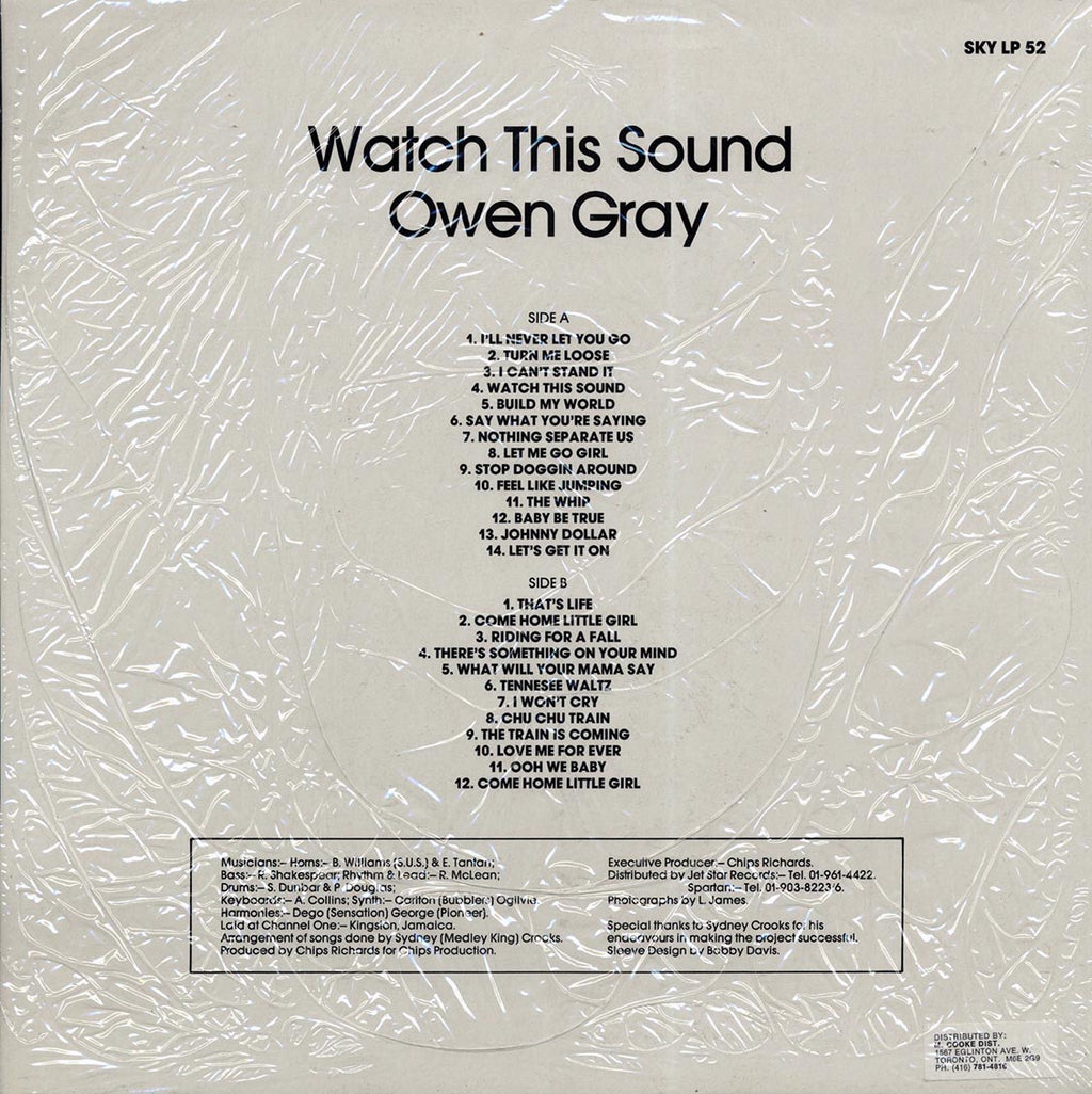 Owen Gray - Watch This Sound (UK press) (orig. press) vinyl LP back cover