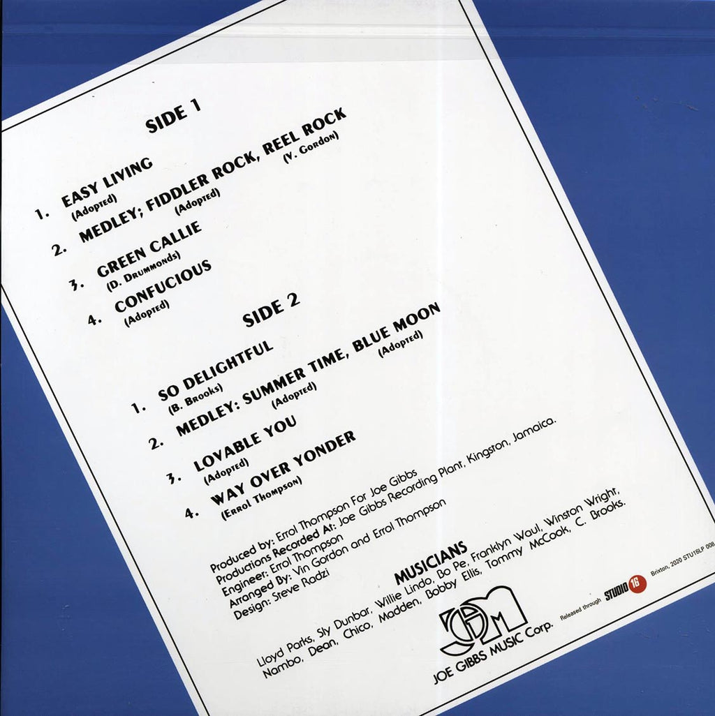 Vin Gordon - Way Over Yonder vinyl LP back cover
