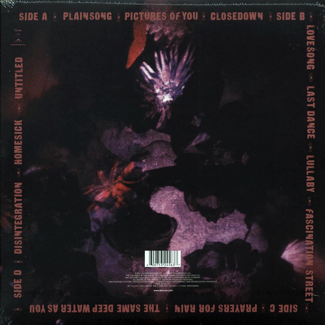 The Cure - Disintegration (2xLP) (180g) vinyl LP back cover