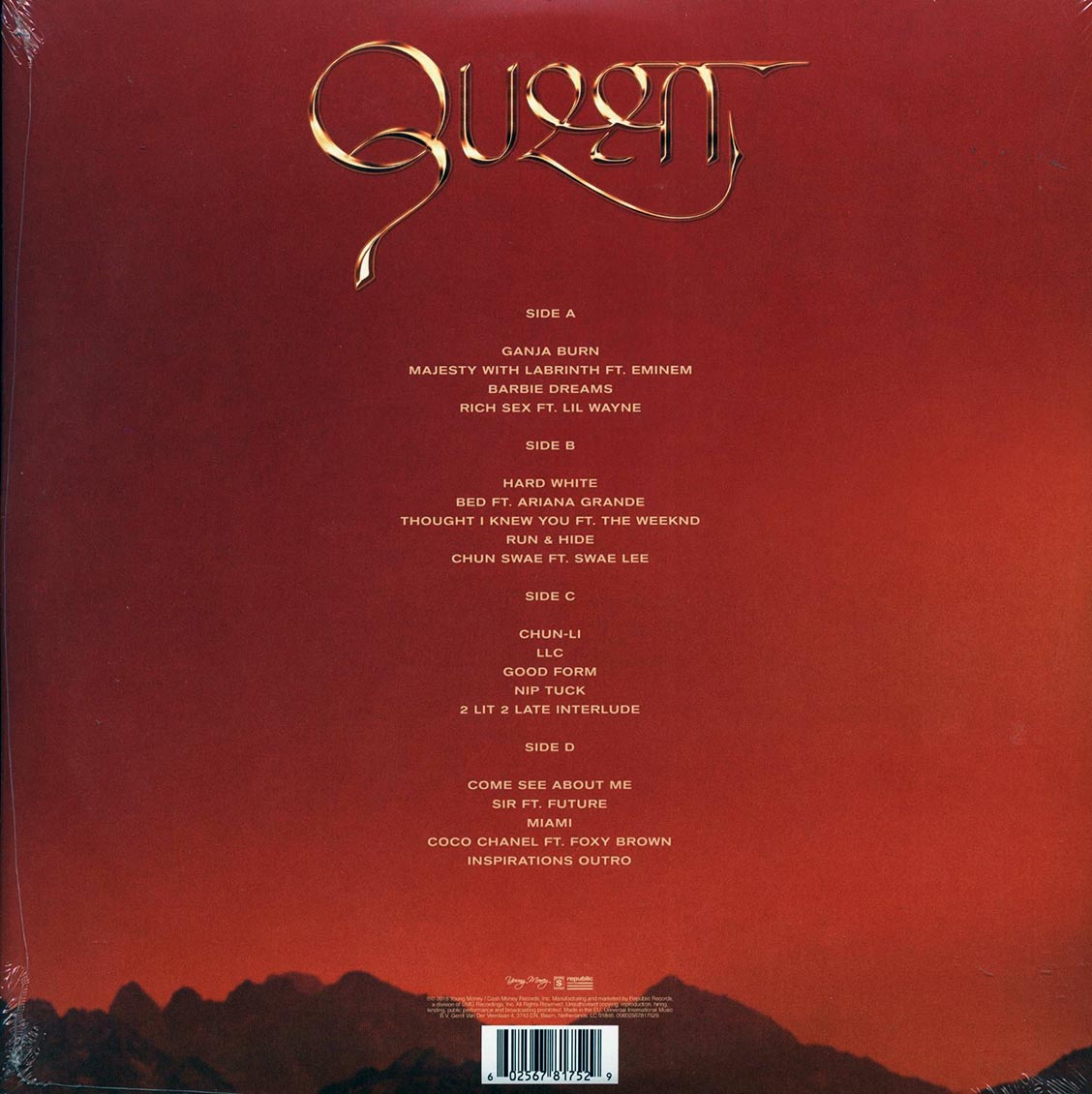 Nicki Minaj - Queen (2xLP) (orange vinyl) vinyl LP back cover