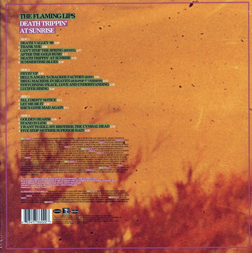 The Flaming Lips - Death Trippin' At Sunrise: Rarities, B-Sides & Flexi-Discs 1986-1990 (2xLP) — back cover
