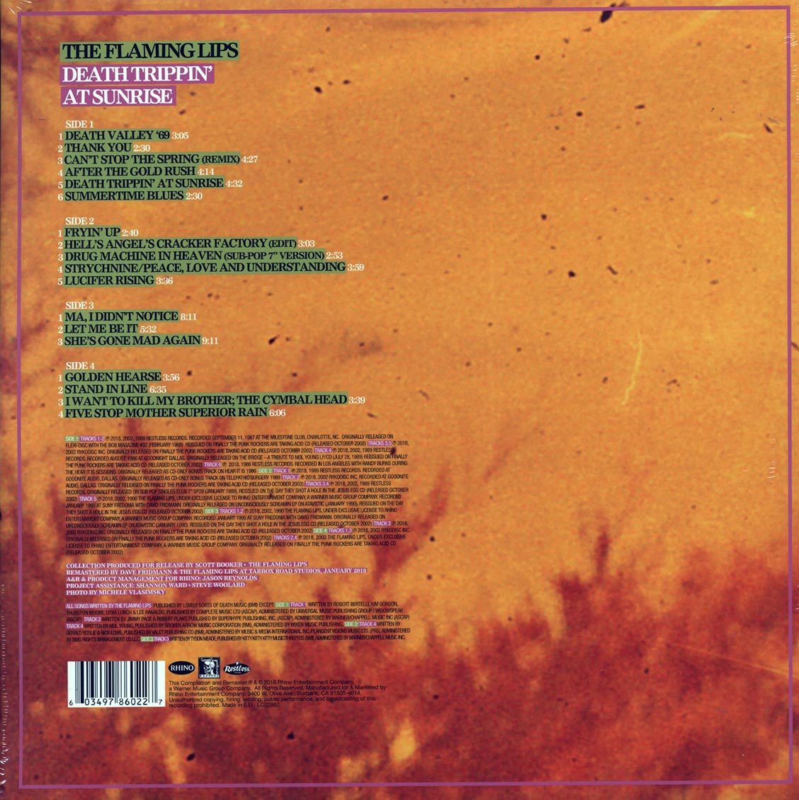The Flaming Lips - Death Trippin' At Sunrise: Rarities, B-Sides & Flexi-Discs 1986-1990 (2xLP) — back cover