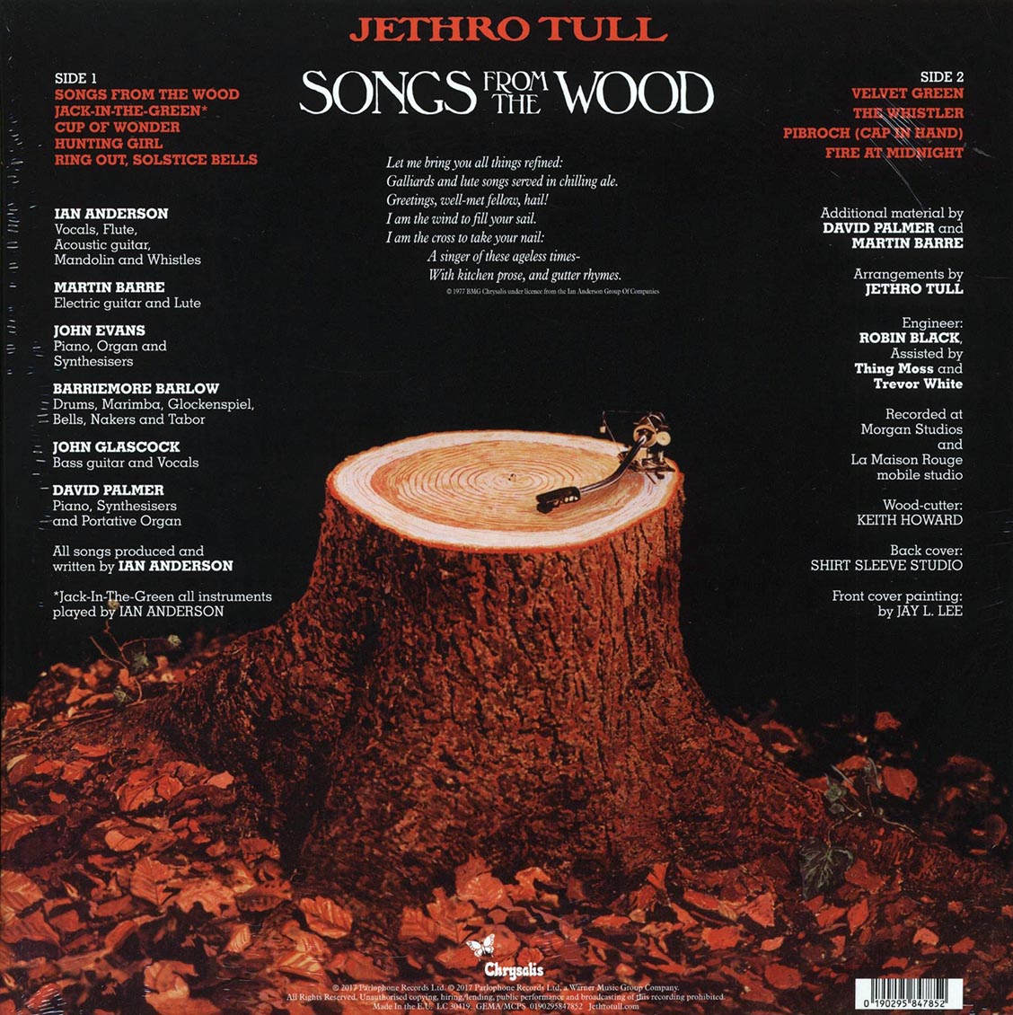 Jethro Tull - Songs From The Wood (40th Anniv. Ed.) (180g) vinyl LP back cover