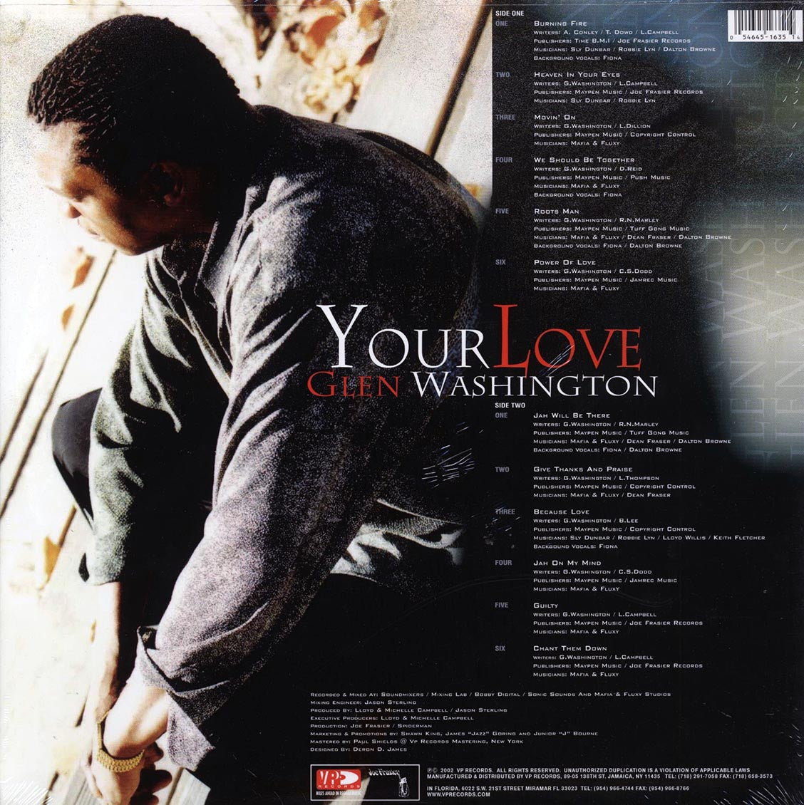 Glen Washington - Your Love (orig. press) vinyl LP back cover