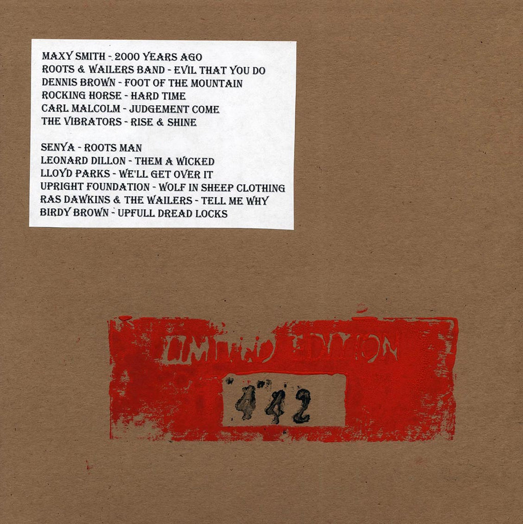 The Wailers, Leonard Dillon, Senya, Dennis Brown, Etc. - Roots & Culture At Randy's (SILKSCREEN EDITION) (hand-numbered ltd. ed.) (silkscreen) vinyl LP back cover