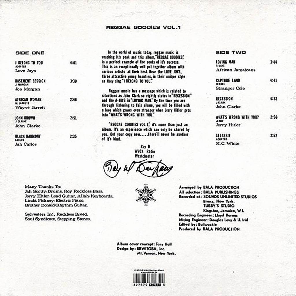 Wackie's - Reggae Goodies Volume 1 vinyl LP back cover