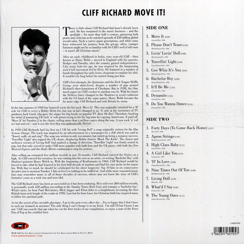 Cliff Richard - Move It! (180g) vinyl LP back cover