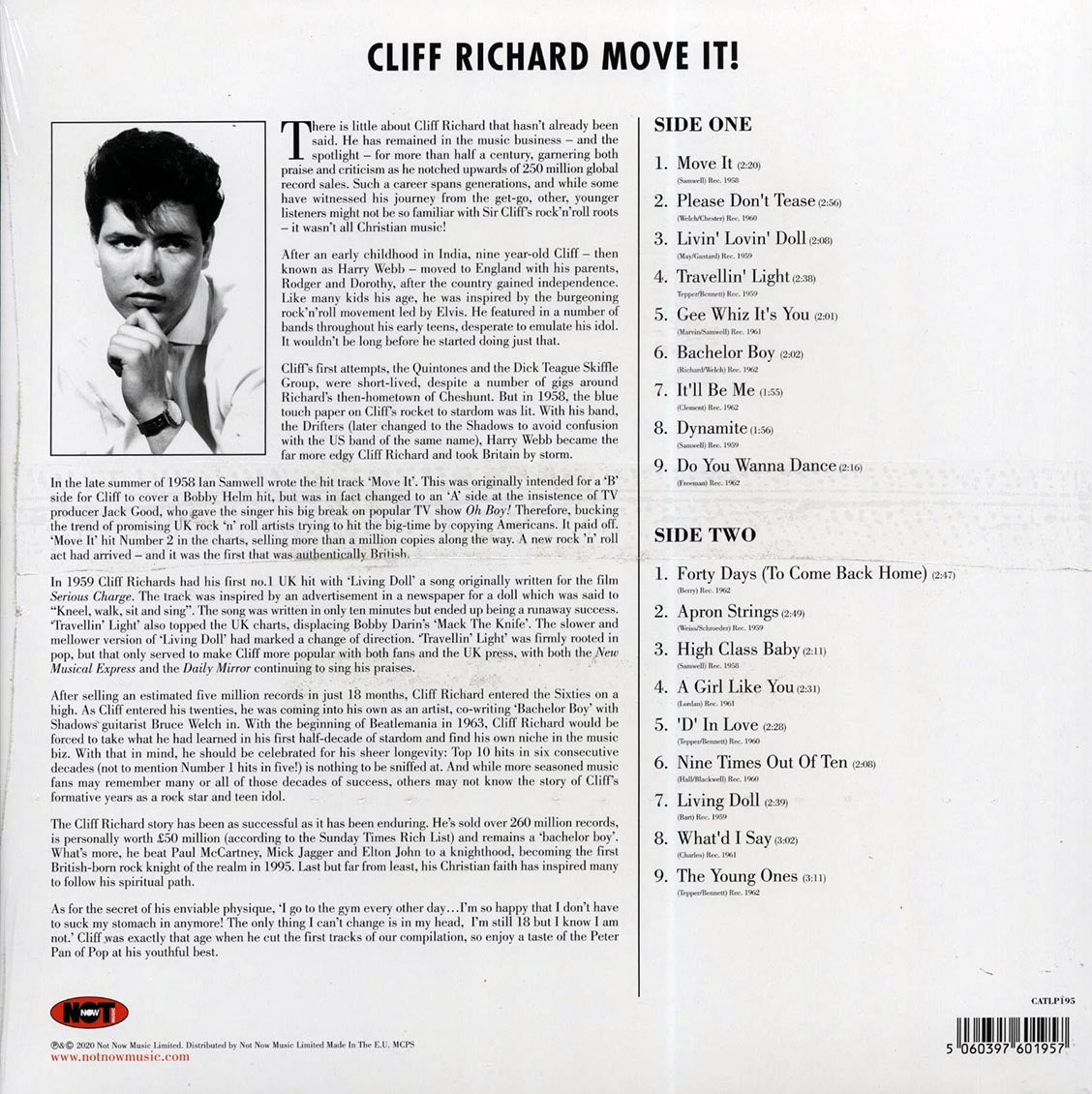 Cliff Richard - Move It! (180g) vinyl LP back cover