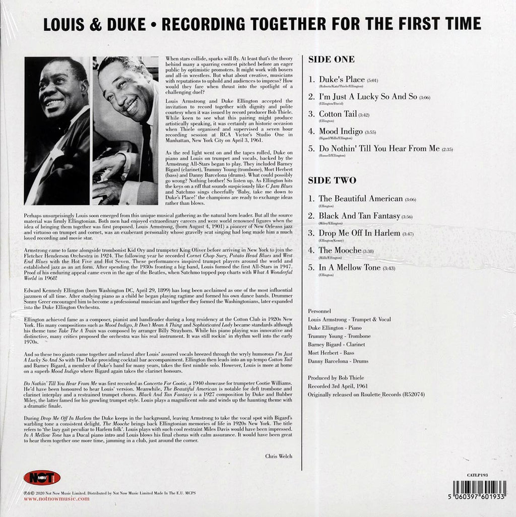 Louis Armstrong, Duke Ellington - Recording Together For The First Time (180g) vinyl LP back cover