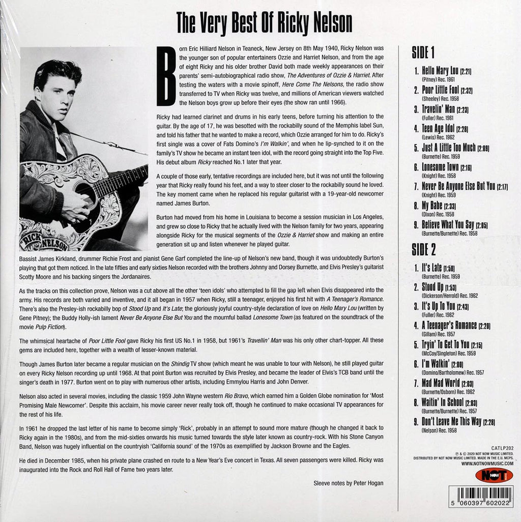 Ricky Nelson - The Very Best Of Ricky Nelson (180g) vinyl LP back cover