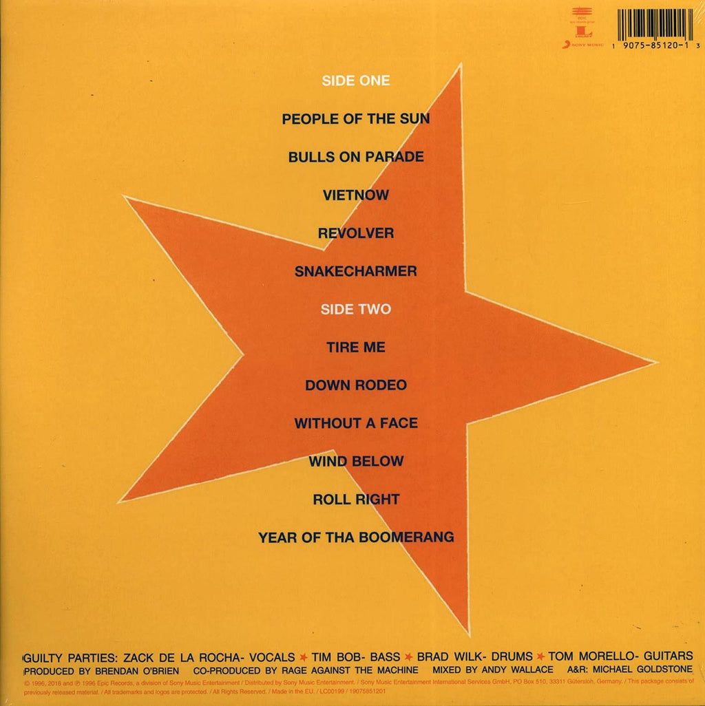 Rage Against The Machine - Evil Empire (incl. mp3) (180g) (remastered) vinyl LP back cover