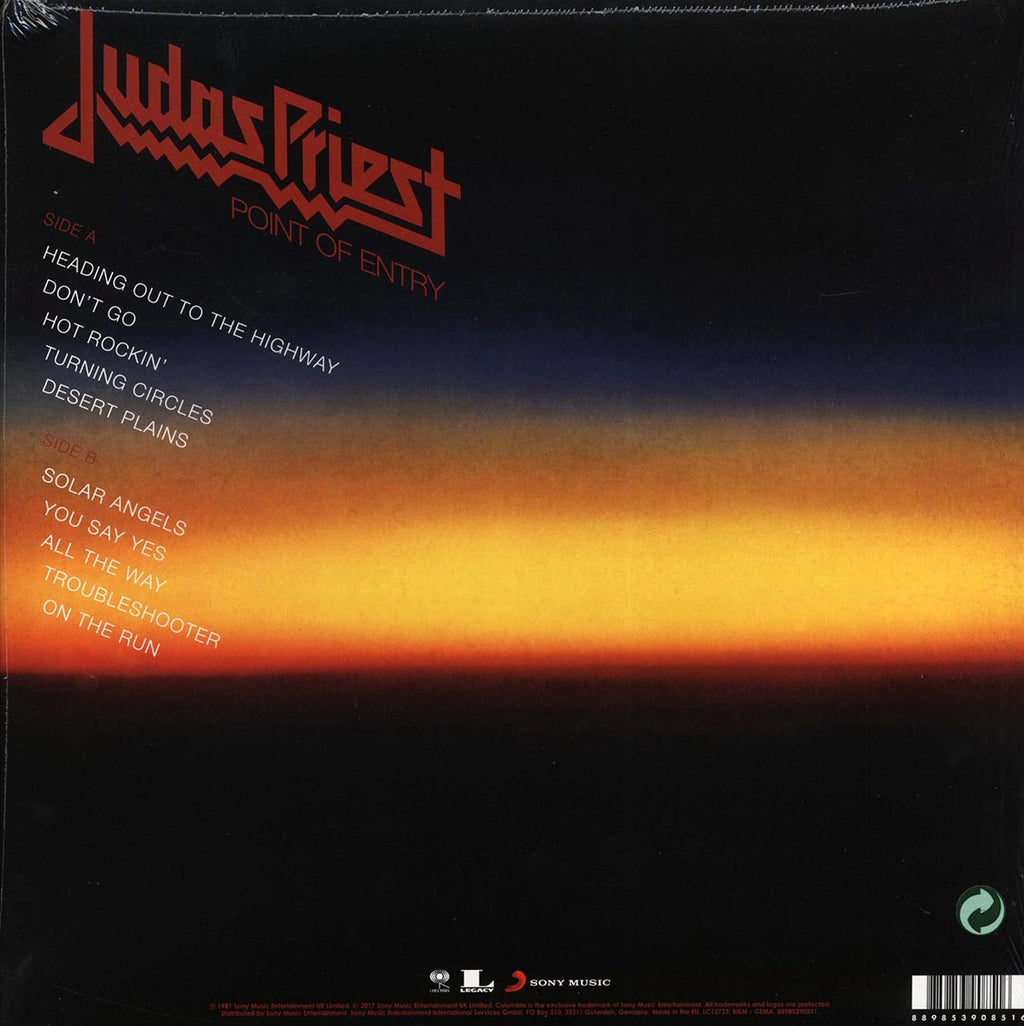 Judas Priest - Point Of Entry (incl. mp3) (180g) vinyl LP back cover