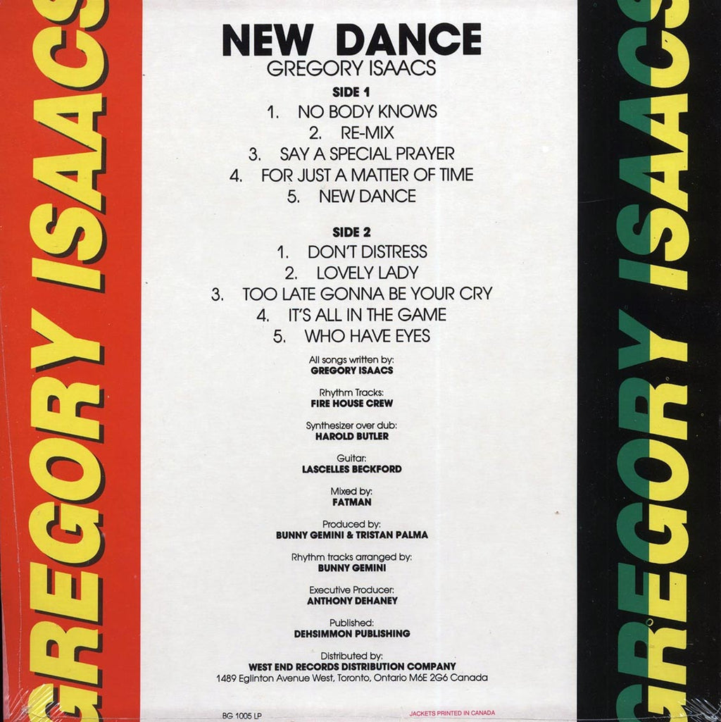 Gregory Isaacs - New Dance (orig. press) vinyl LP back cover