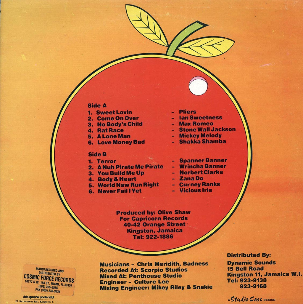 Max Romeo, Pliers, Wrincha Banner, Stone Wall Jackson, Etc. - Sweet Cherries (Jamaica press) (orig. press) vinyl LP back cover