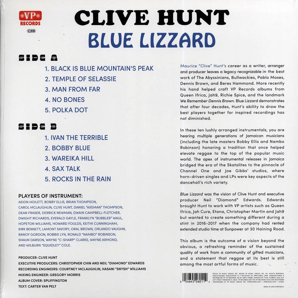 Clive Hunt - Blue Lizzard vinyl LP back cover