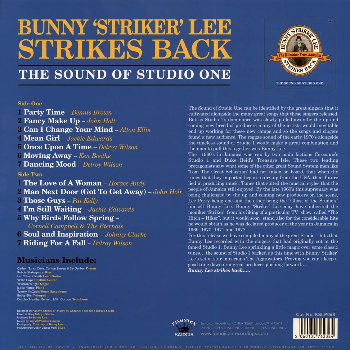 Alton Ellis, Ken Boothe, Dennis Brown, Etc. - Bunny Strikes Lee Strikes Back: The Sound Of Studio One, The Hitmaker From Jamaica (180g) vinyl LP back cover