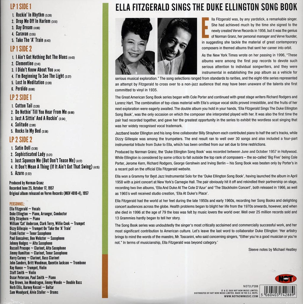 Ella Fitzgerald - Ella Fitzgerald Sings The Duke Ellington Songbook (2xLP) (180g) vinyl LP back cover