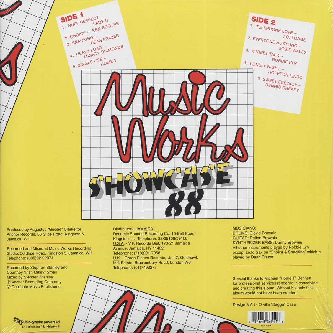 Lady G, Josey Wales, The Mighty Diamonds, Home T, JC Lodge, Etc. - Music Works Showcase 88 (Telephone Love Rhythm) (ltd. ed.) (colored vinyl) vinyl LP back cover