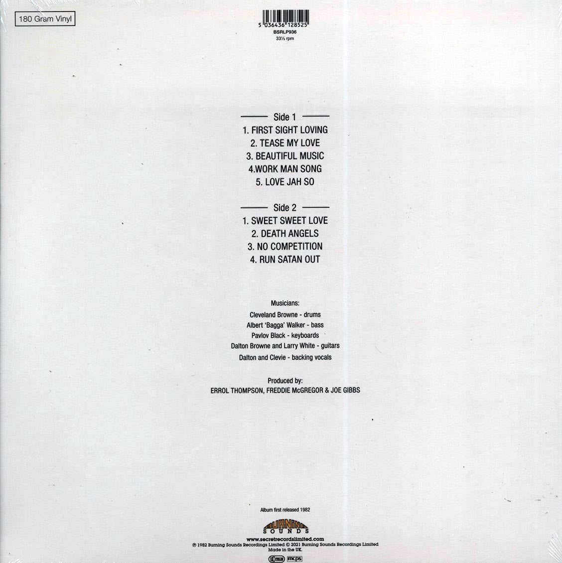 Freddie McGregor - Love At First Sight (180g) vinyl LP back cover