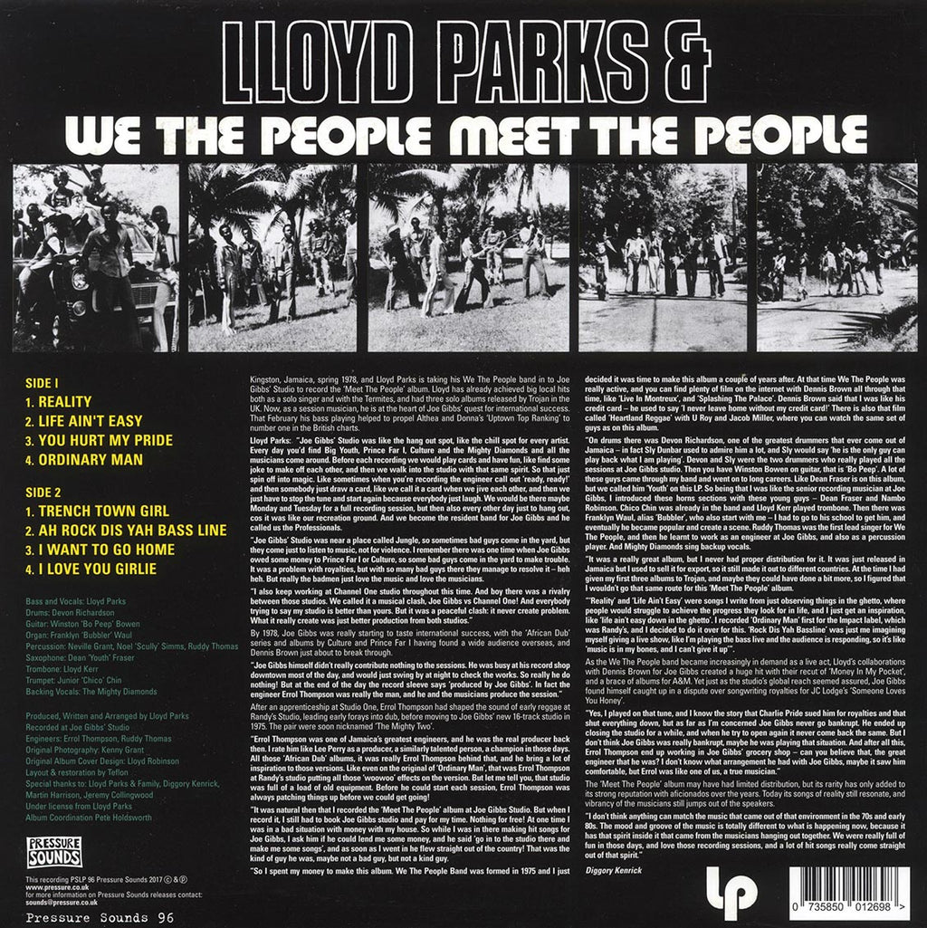 Lloyd Parks & We The People - Meet The People (2017 FIRST PRESS) vinyl LP back cover