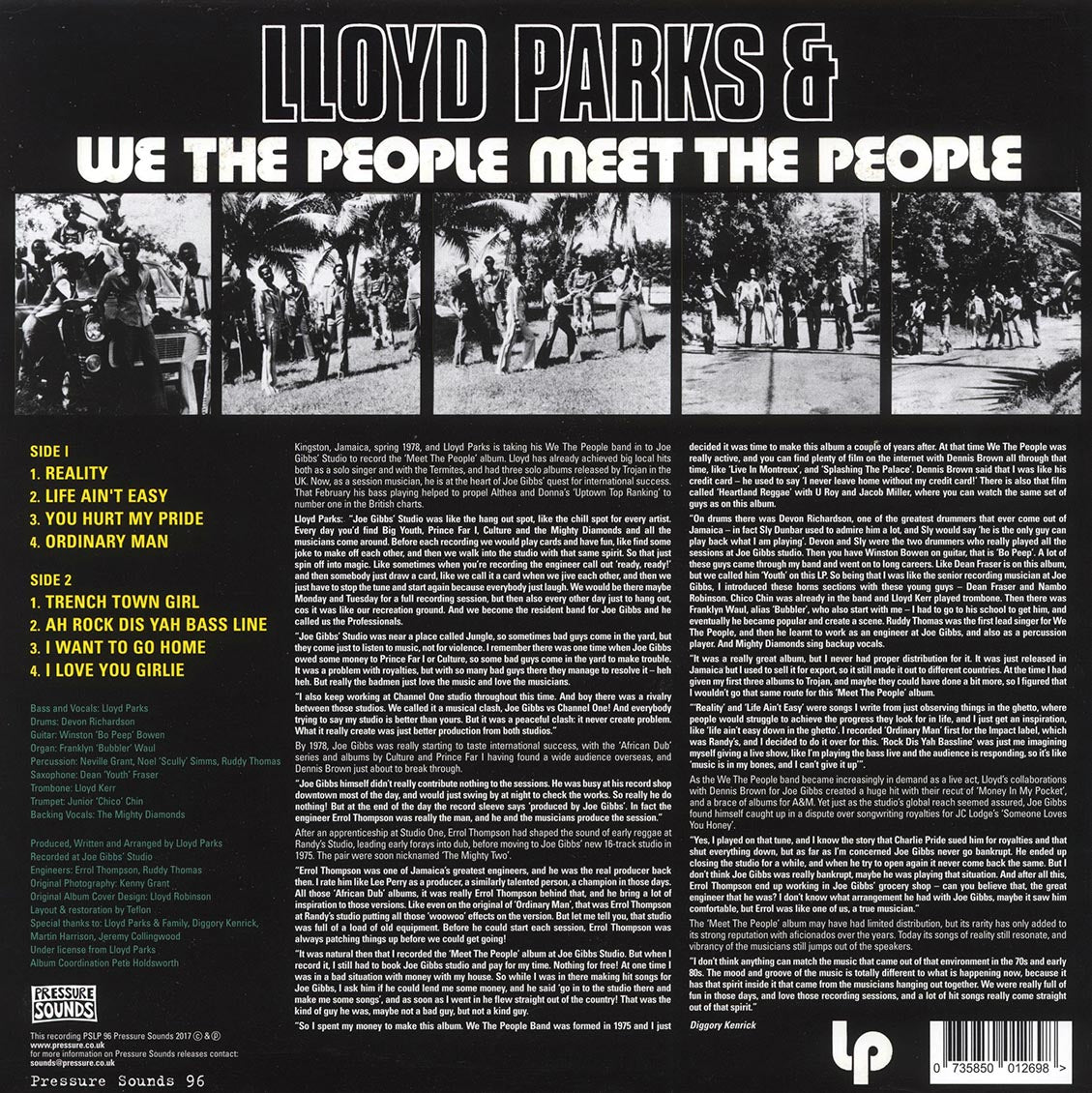 Lloyd Parks & We The People - Meet The People (2017 FIRST PRESS) vinyl LP back cover