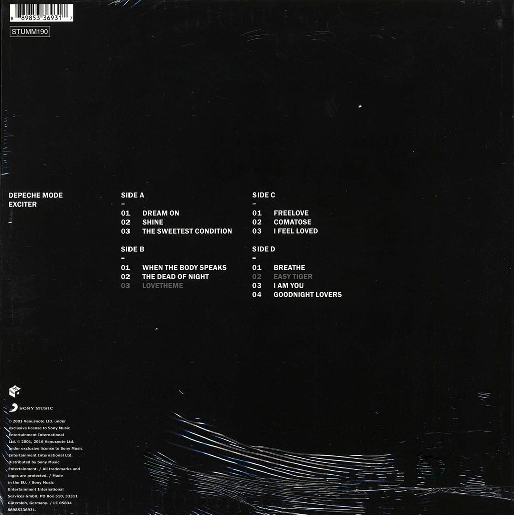 Depeche Mode - Exciter (2xLP) (180g) vinyl LP back cover