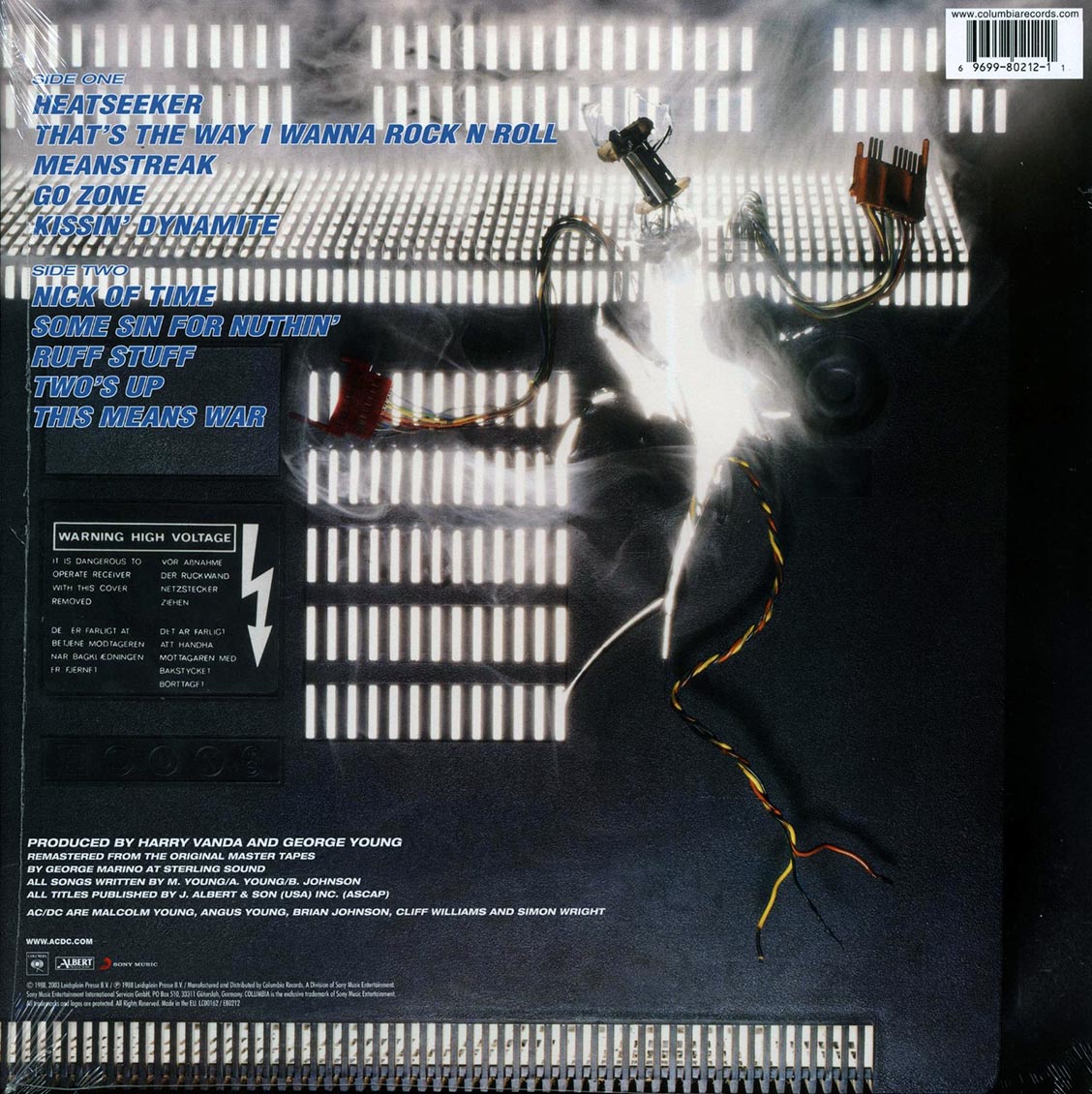 AC/DC - Blow Up Your Video (180g) vinyl LP back cover