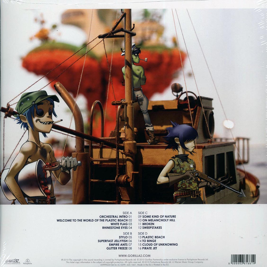 Gorillaz - Plastic Beach (2xLP) vinyl LP back cover