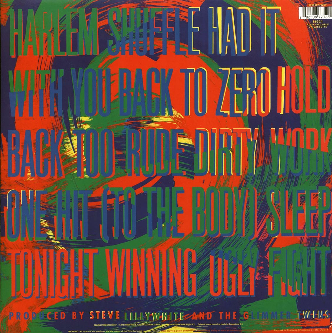 The Rolling Stones - Dirty Work (180g) (remastered) vinyl LP back cover