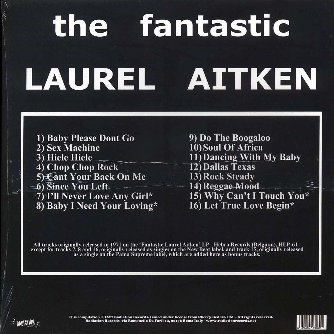 Laurel Aitken - The Fantastic Laurel Aitken vinyl LP back cover