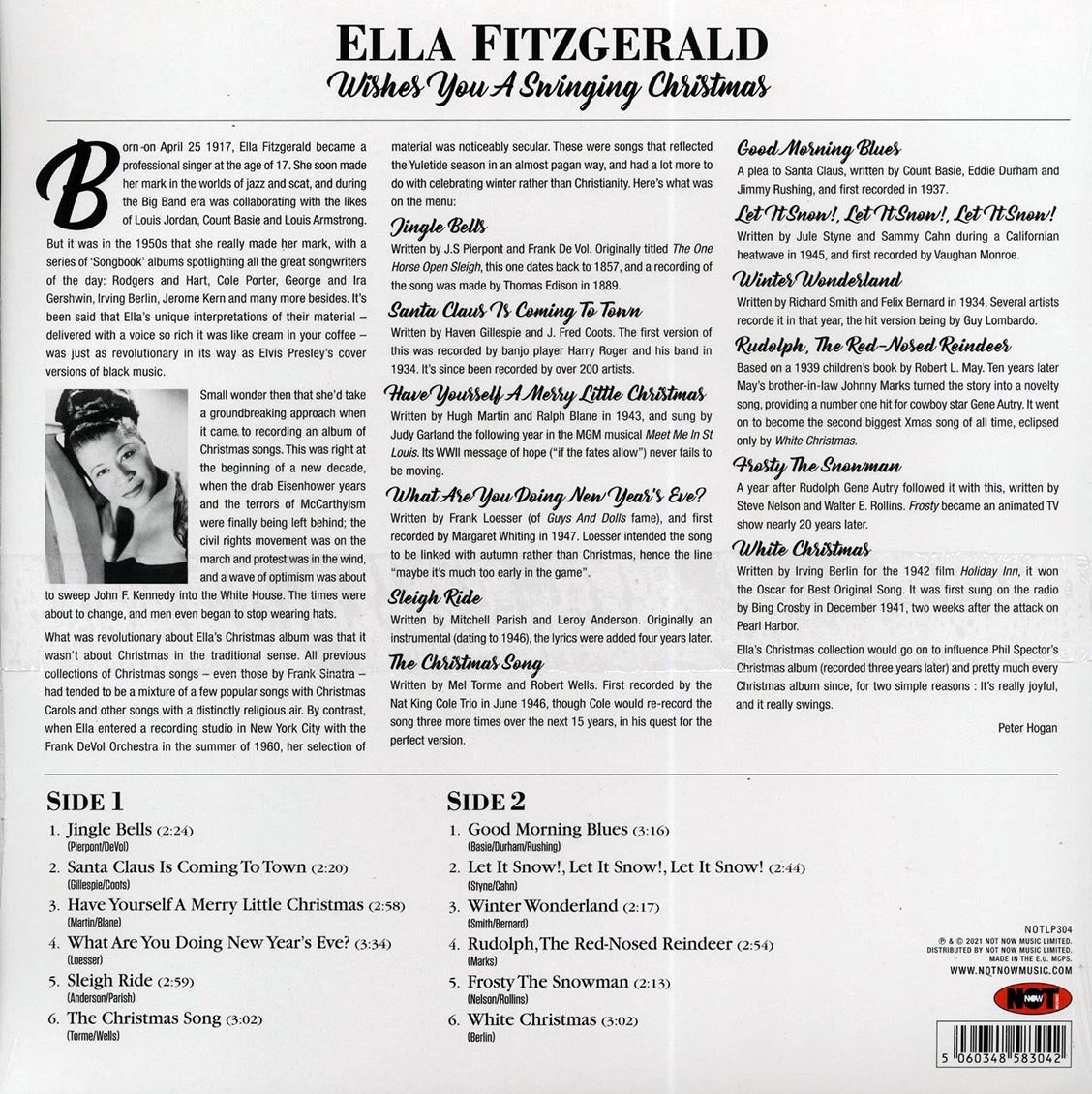 Ella Fitzgerald - Wishes You A Swinging Christmas (180g) (colored vinyl) vinyl LP back cover