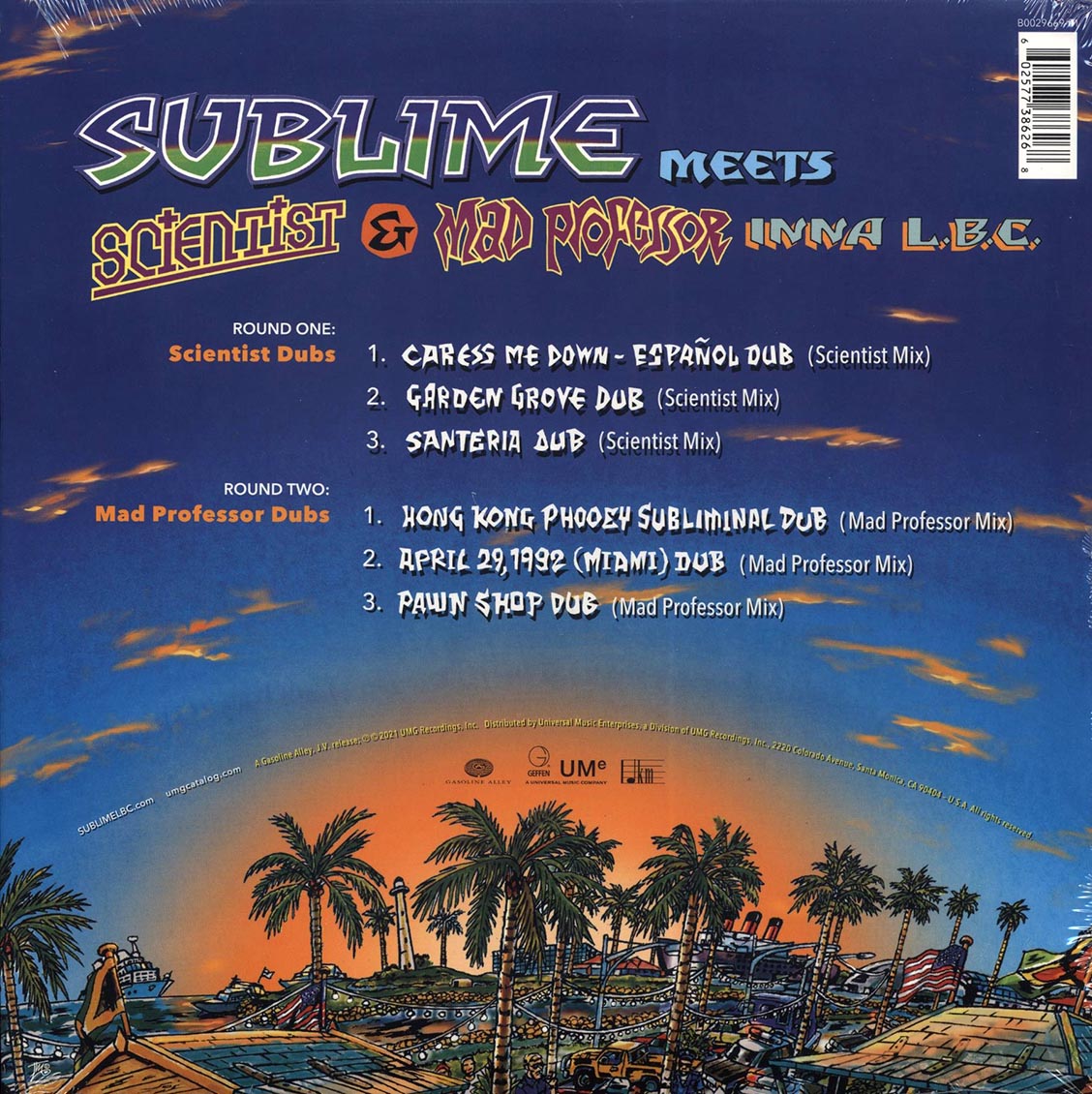 Sublime, Scientist, Mad Professor - Sublime Meets Scientist & Mad Professor (RSD 2021) (yellow vinyl) vinyl LP back cover