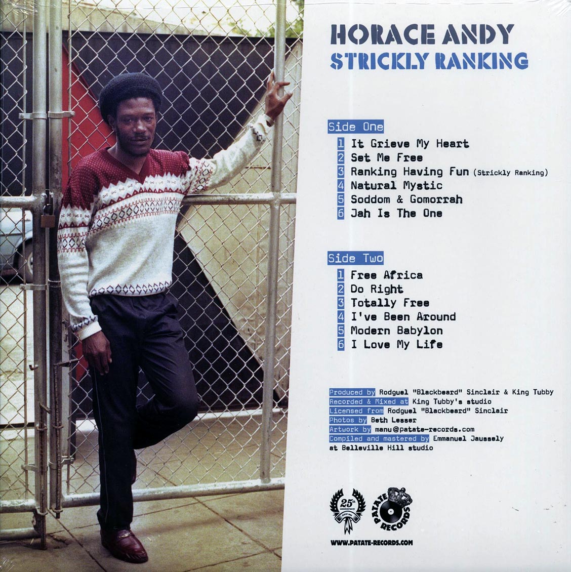 Horace Andy - Strickly Ranking: The Blackbeard Years 1977-80 vinyl LP back cover