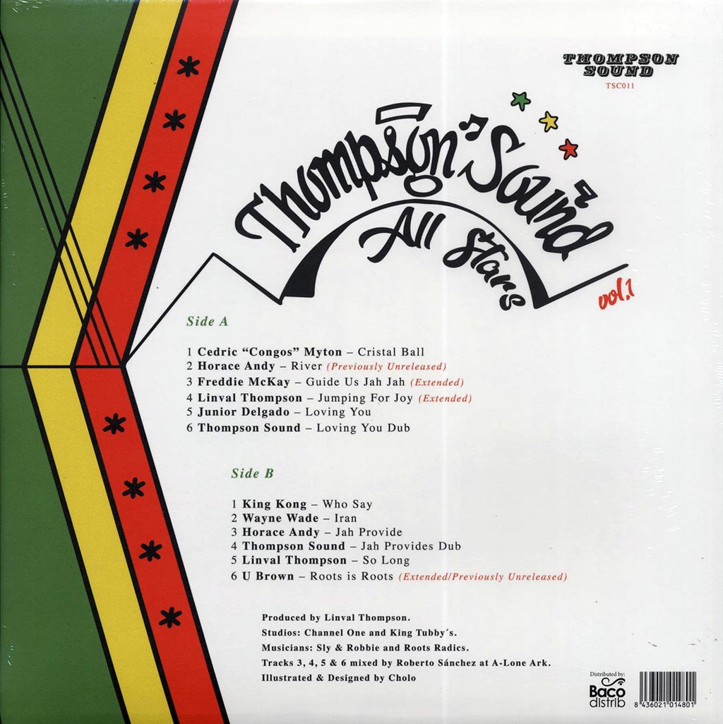 Cedric Myton, King Kong, Horace Andy, Freddie McKay, Linval Thompson, Etc. - Linval Thompson & Friends Volume 1: Thompson Sound All Stars vinyl LP back cover
