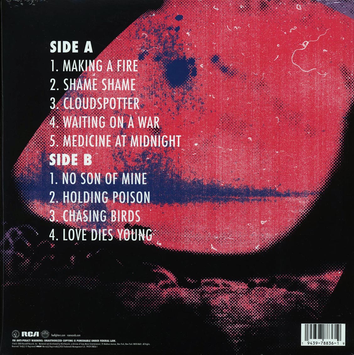 Foo Fighters - Medicine At Midnight vinyl LP back cover