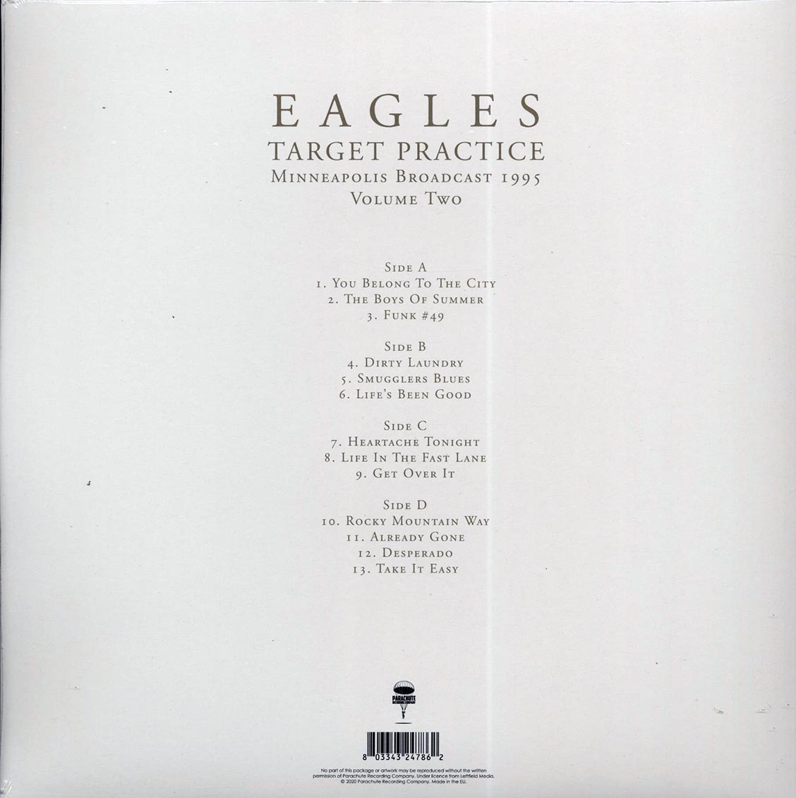 Eagles - Target Practice Volume 2: Minneapolis Broadcast 1995 (ltd. ed.) (2xLP) vinyl LP back cover