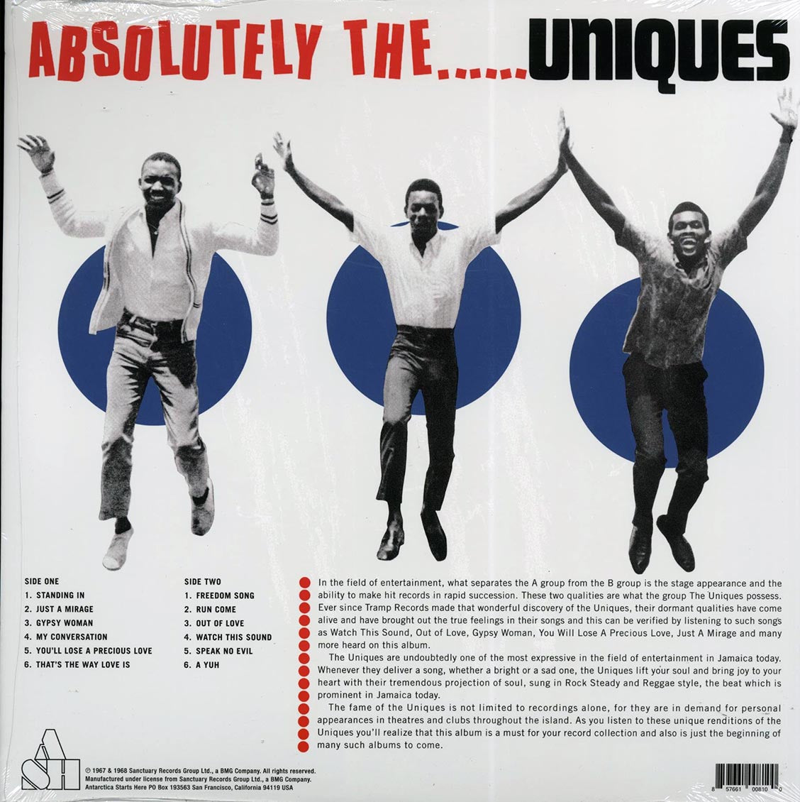 The Uniques - Absolutely The Uniques vinyl LP back cover