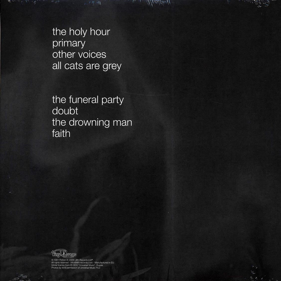 The Cure - Faith (grey vinyl) vinyl LP back cover