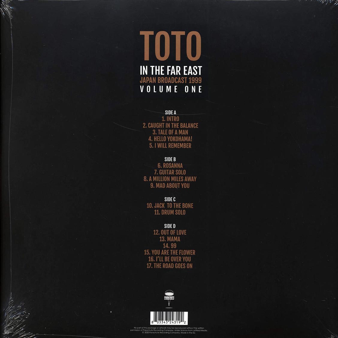 Toto - In The Far East Volume 1: Japan Broadcast 1999 (ltd. ed.) (2xLP) vinyl LP back cover