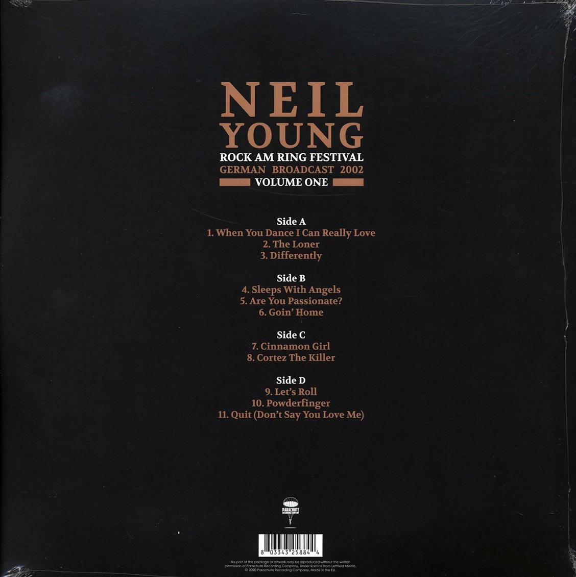 Neil Young - Rock Am Ring Festival Volume 1: German Broadcast 2002 (2xLP) vinyl LP back cover