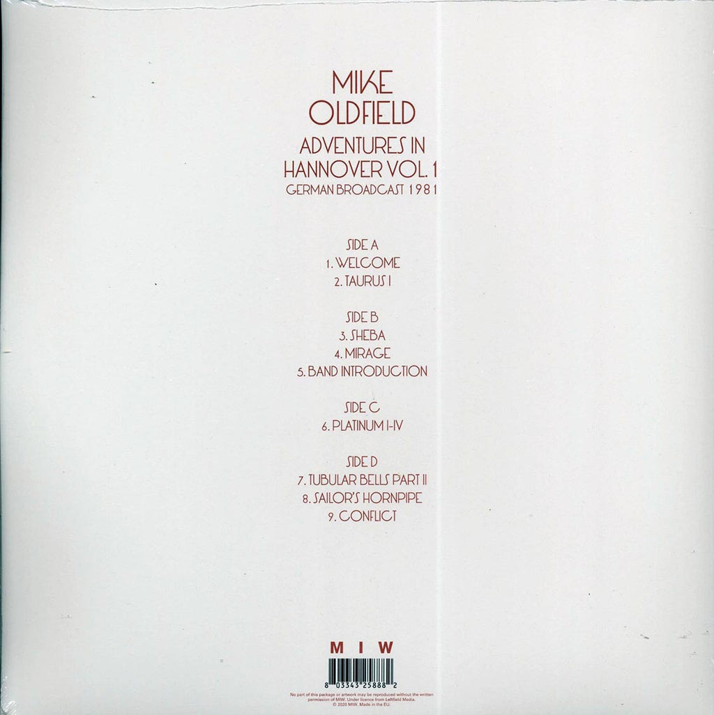 Mike Oldfield - Adventures In Hannover Volume 1: German Broadcast 1981 (2xLP) vinyl LP back cover