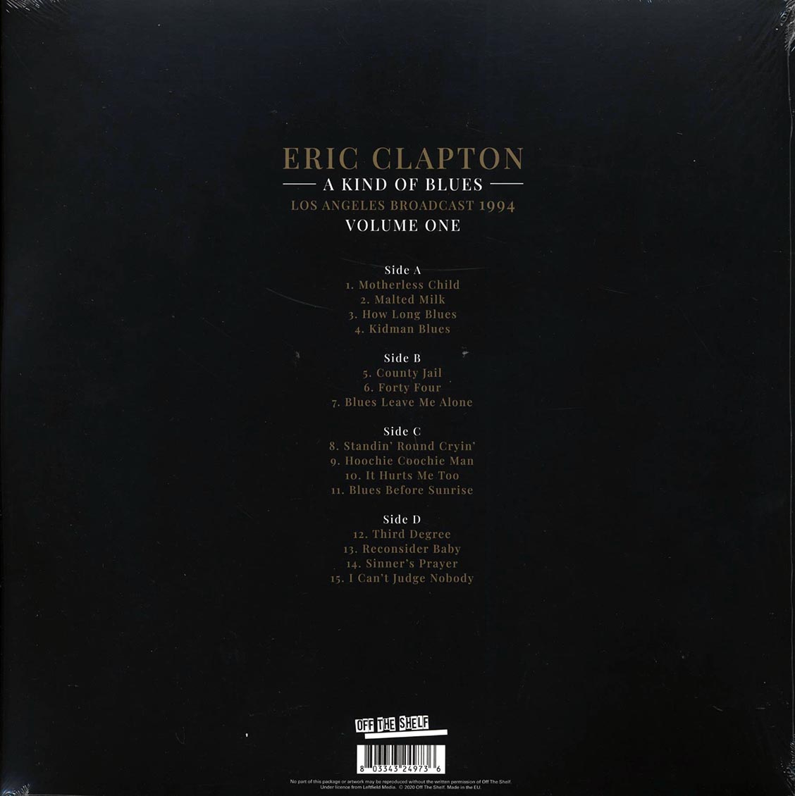 Eric Clapton - A Kind Of Blues Volume 1: Los Angeles Broadcast 1994 (2xLP) vinyl LP back cover