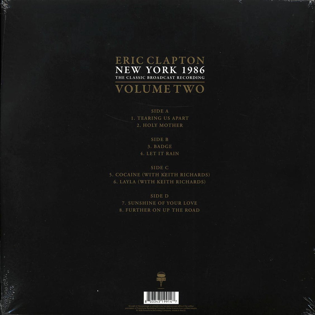 Eric Clapton - New York 1986 Volume 2: The Classic Broadcast Recording (2xLP) vinyl LP back cover