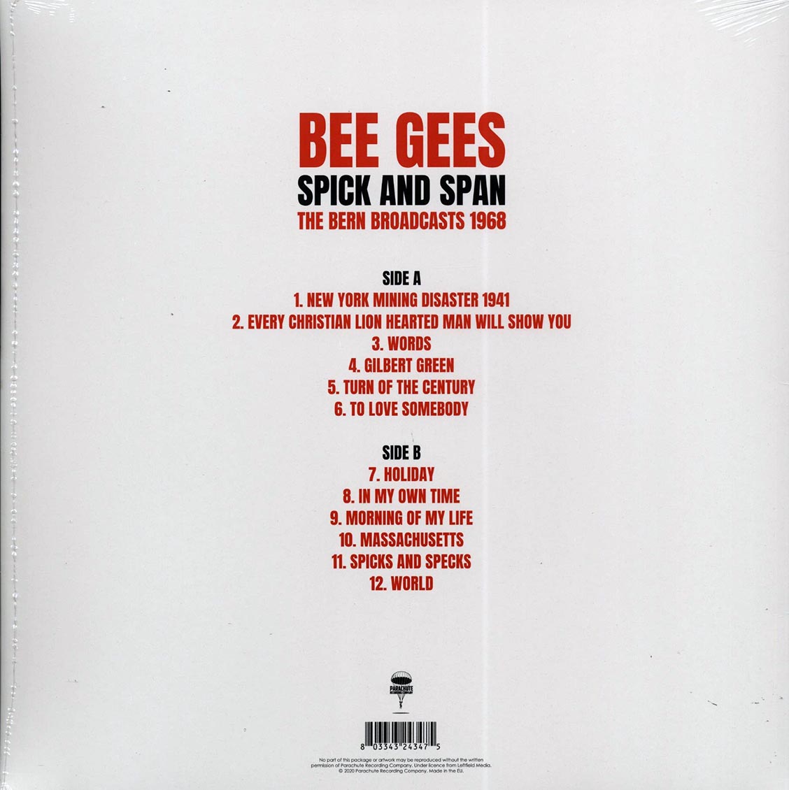Bee Gees - Spick And Span: The Bern Broadcasts 1968 vinyl LP back cover