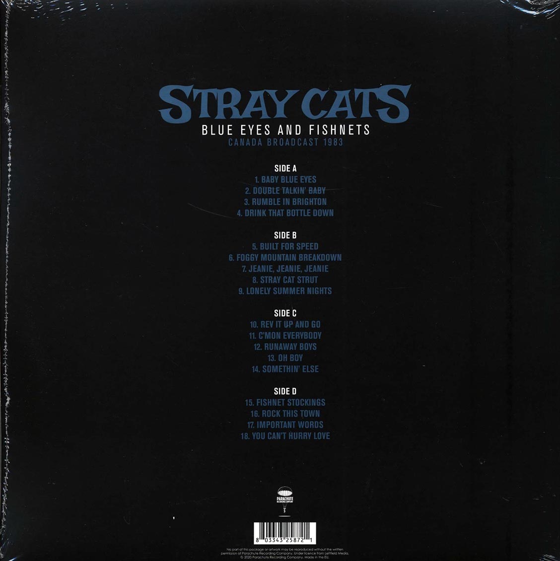 Stray Cats - Blue Eyes And Fishnets: Canada Broadcast 1983 (2xLP) vinyl LP back cover