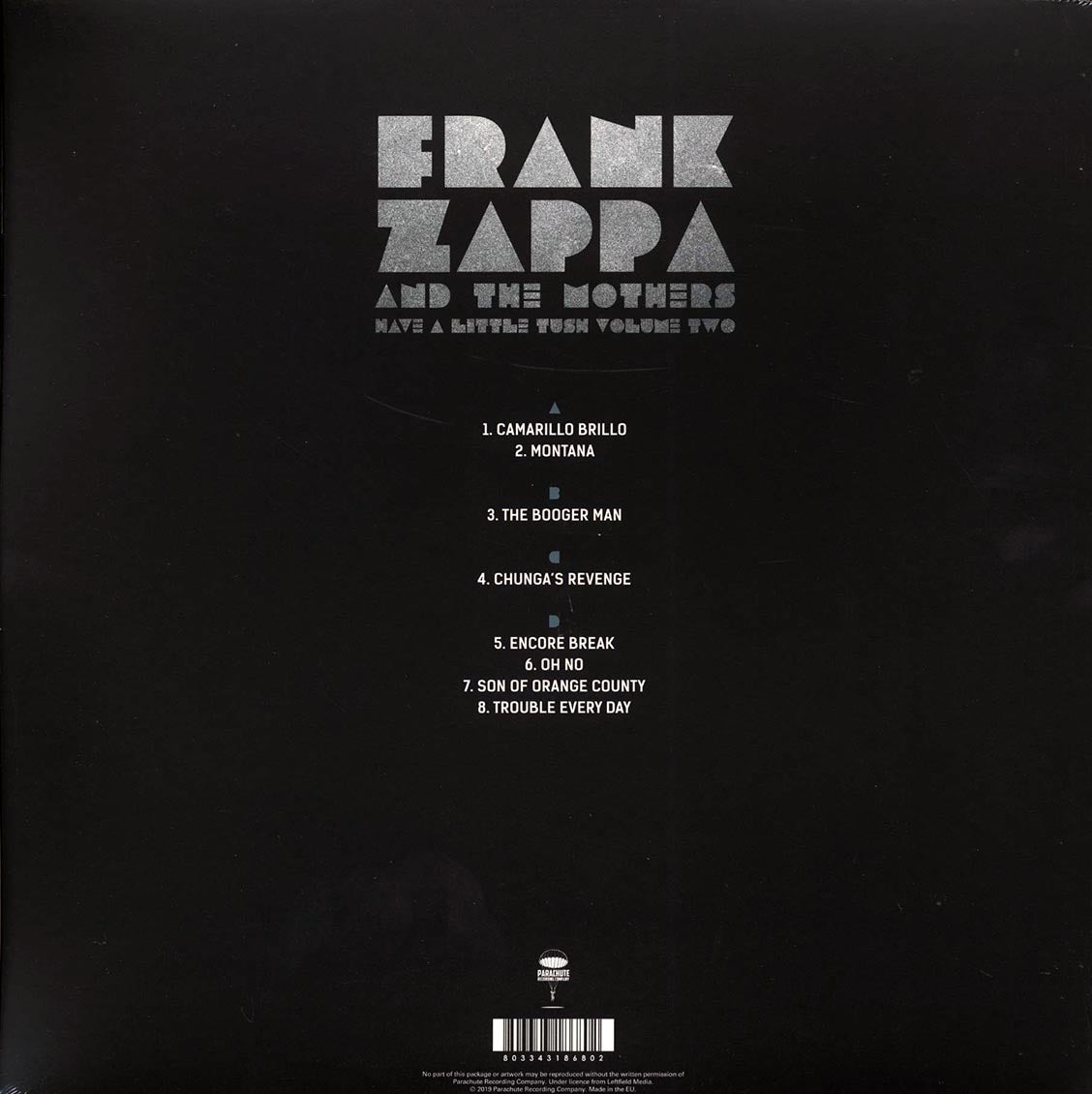 Frank Zappa & The Mothers - Have A Little Tush Volume 2: Michigan State University Broadcast 1974 (2xLP) vinyl LP back cover